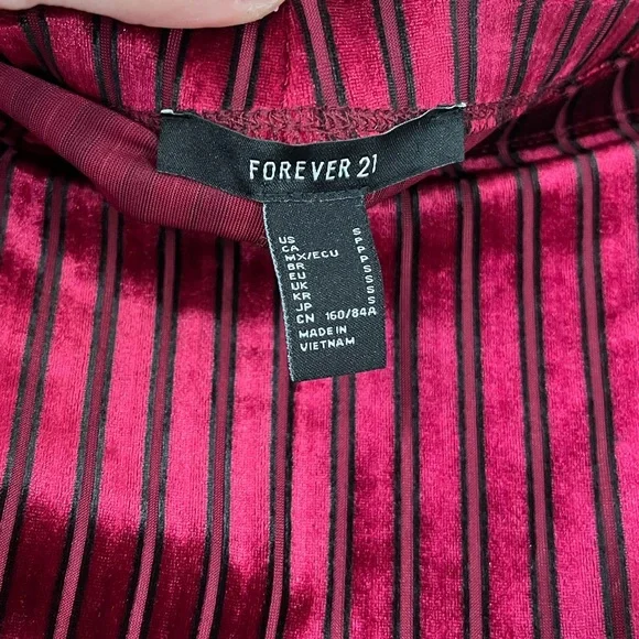 Forever 21 Red Black Striped Velvet Strapless Bodysuit - Picture 6 of 7